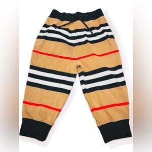 Authentic Burberry Kids Joggers - Tan, Black, Red Stripes